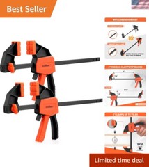 Quick-Adjust 6in Bar Clamps – 2 Pack with 75 lbs Load Capacity for Woodwork