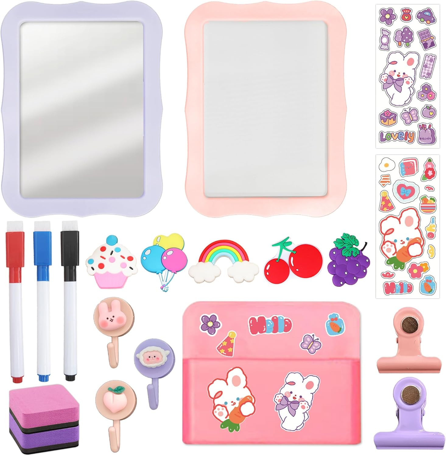 20 PCS Magnetic Locker Accessories for Girls with Magnetic Whiteboard Mirror and gallery