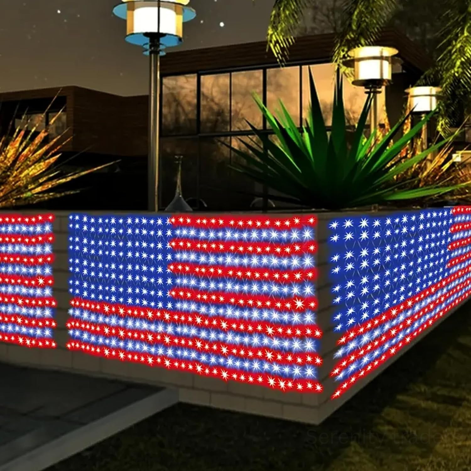 US Flag Net Lights Waterproof Led Flag Net Light 420 LEDs With Adapter 6.5x3.3ft gallery