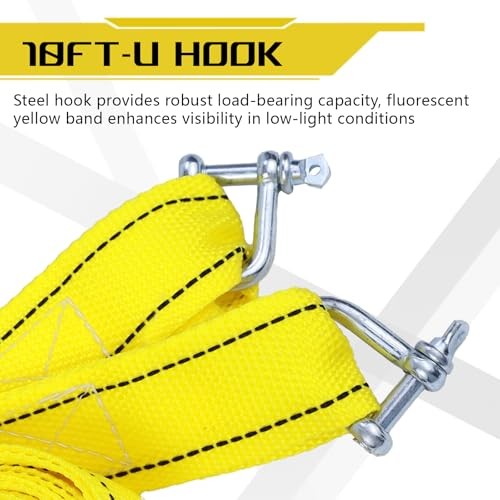 Tow Strap with Hooks, 1.6 Inch x 10 Feet, 6600 lbs Heavy Duty Tow 10Ft-U Hook gallery