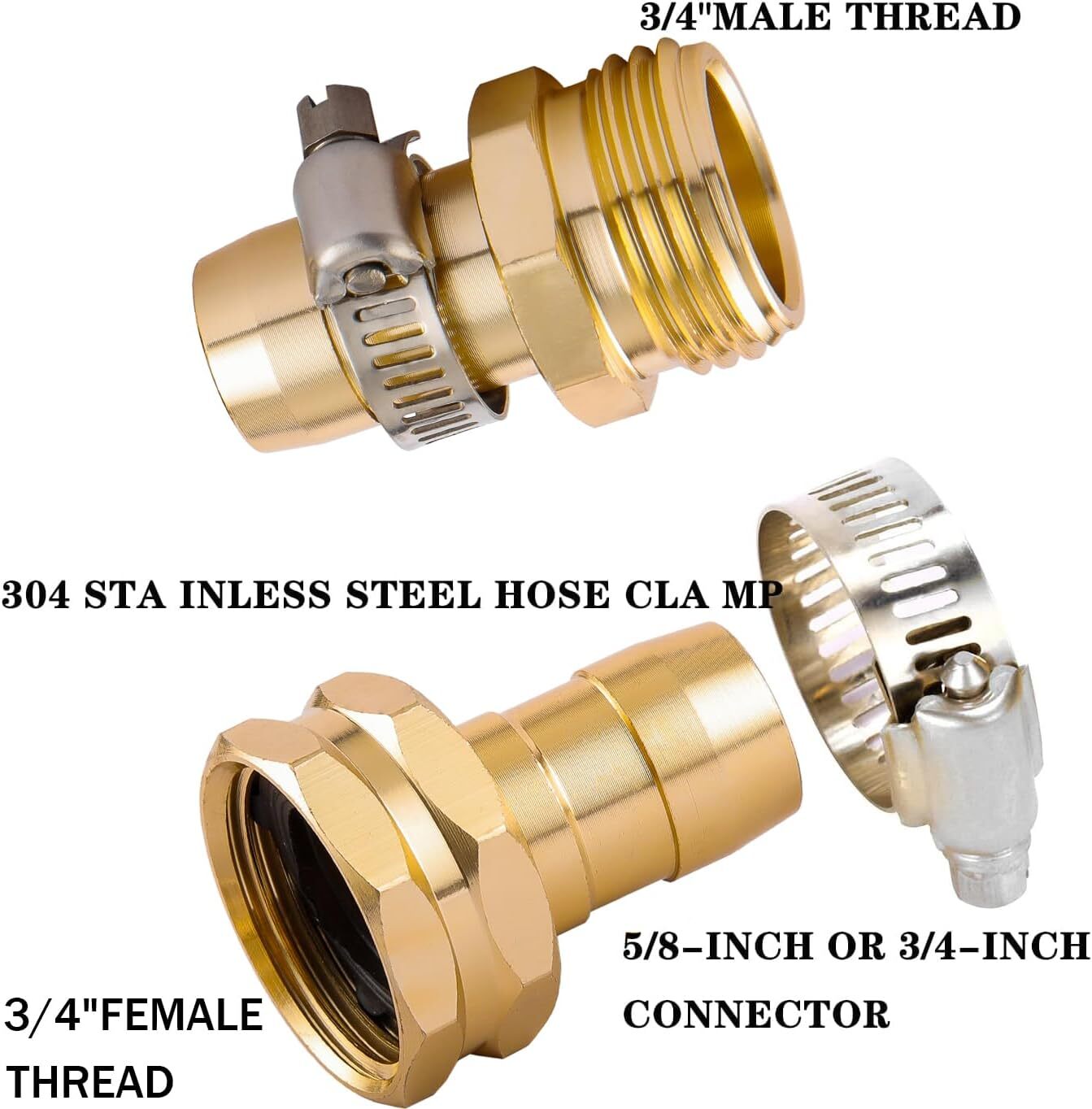 5 Set Garden Hose Repair Connector Kit with Clamps, Fit for 3/4" or 5/8" Garden gallery