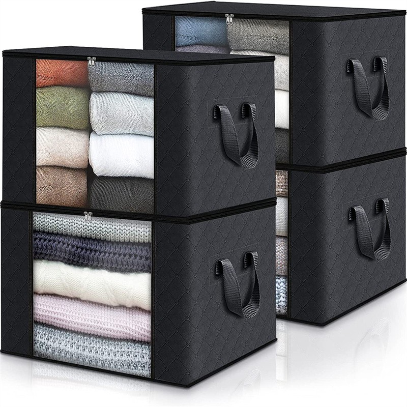 4Pcs 90L Fabric Storage Bins Clear Window Collapsible Organizer Box for Closet gallery