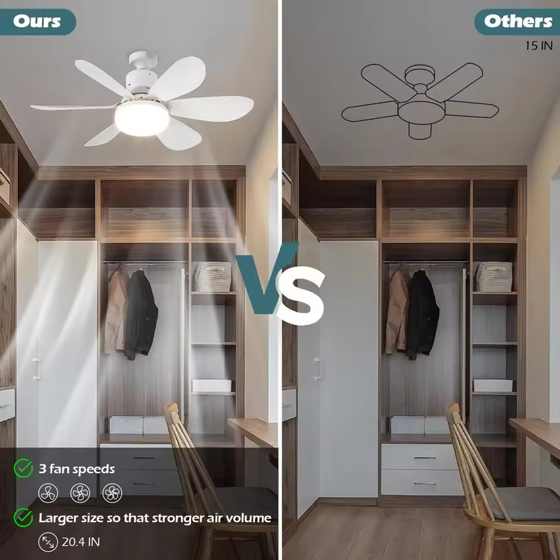 Socket Fan Light Ceiling Fans With Lights And Remote Dimmable LED Ceiling Fan US gallery