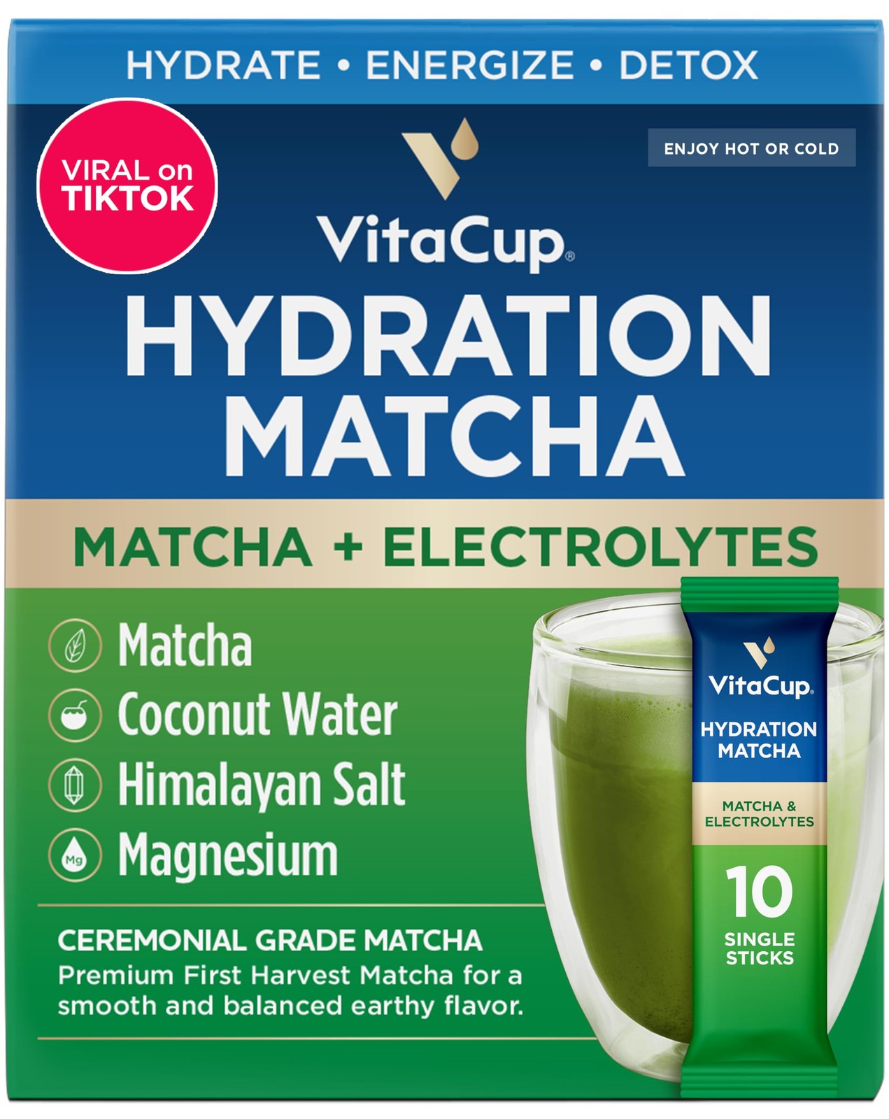 VitaCup Hydration Matcha Instant Packets, for Natural Energy and Detox, w/Ele... gallery