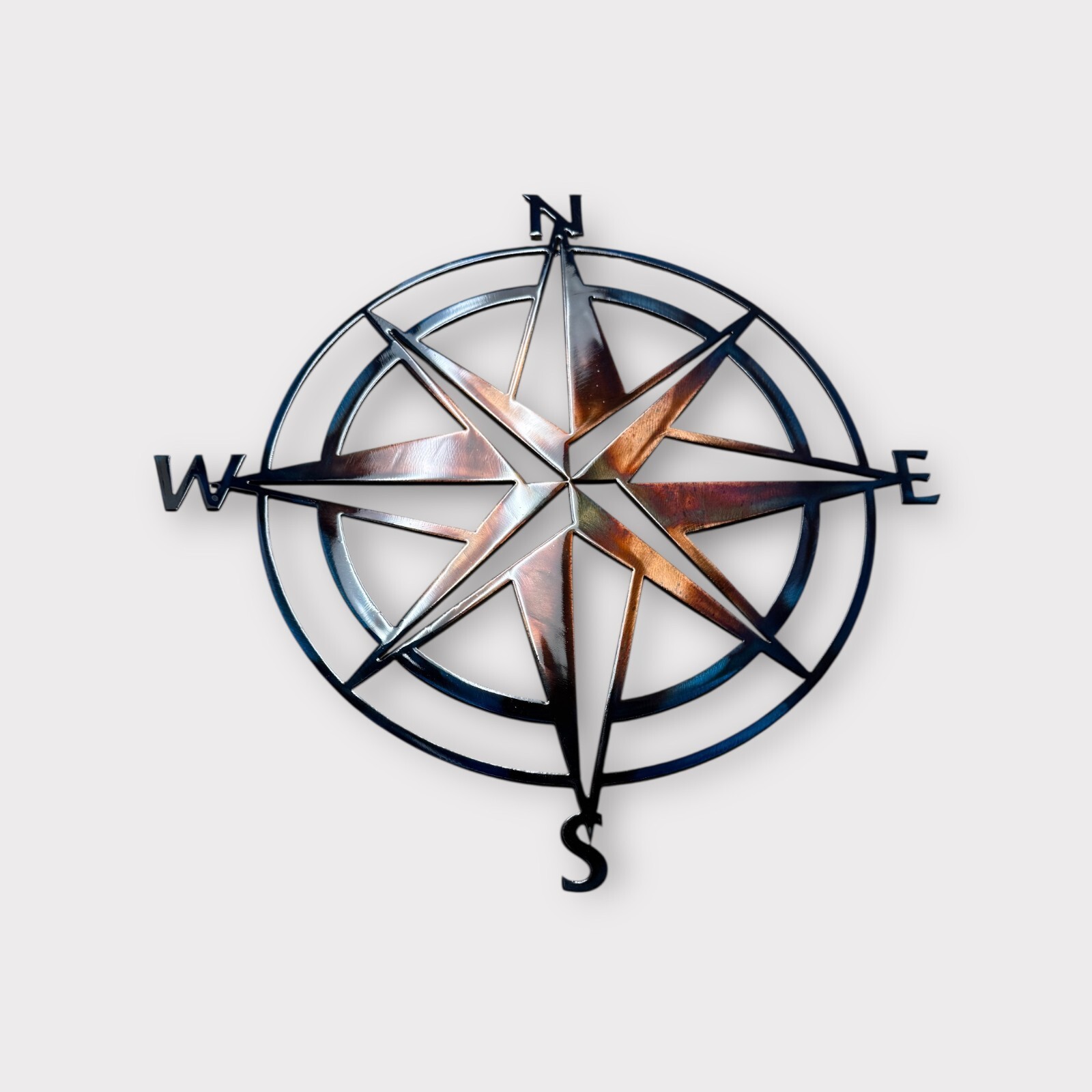 Nautical Compass Rose - Metal Wall Art - Copper Blue 20" x 20" gallery