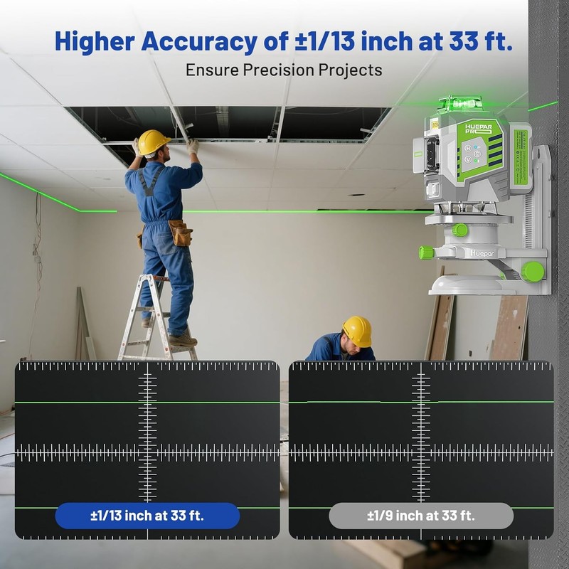 Huepar Pro Laser Level 360 Self Leveling Green 4D Laser for Construction ZK04CG gallery