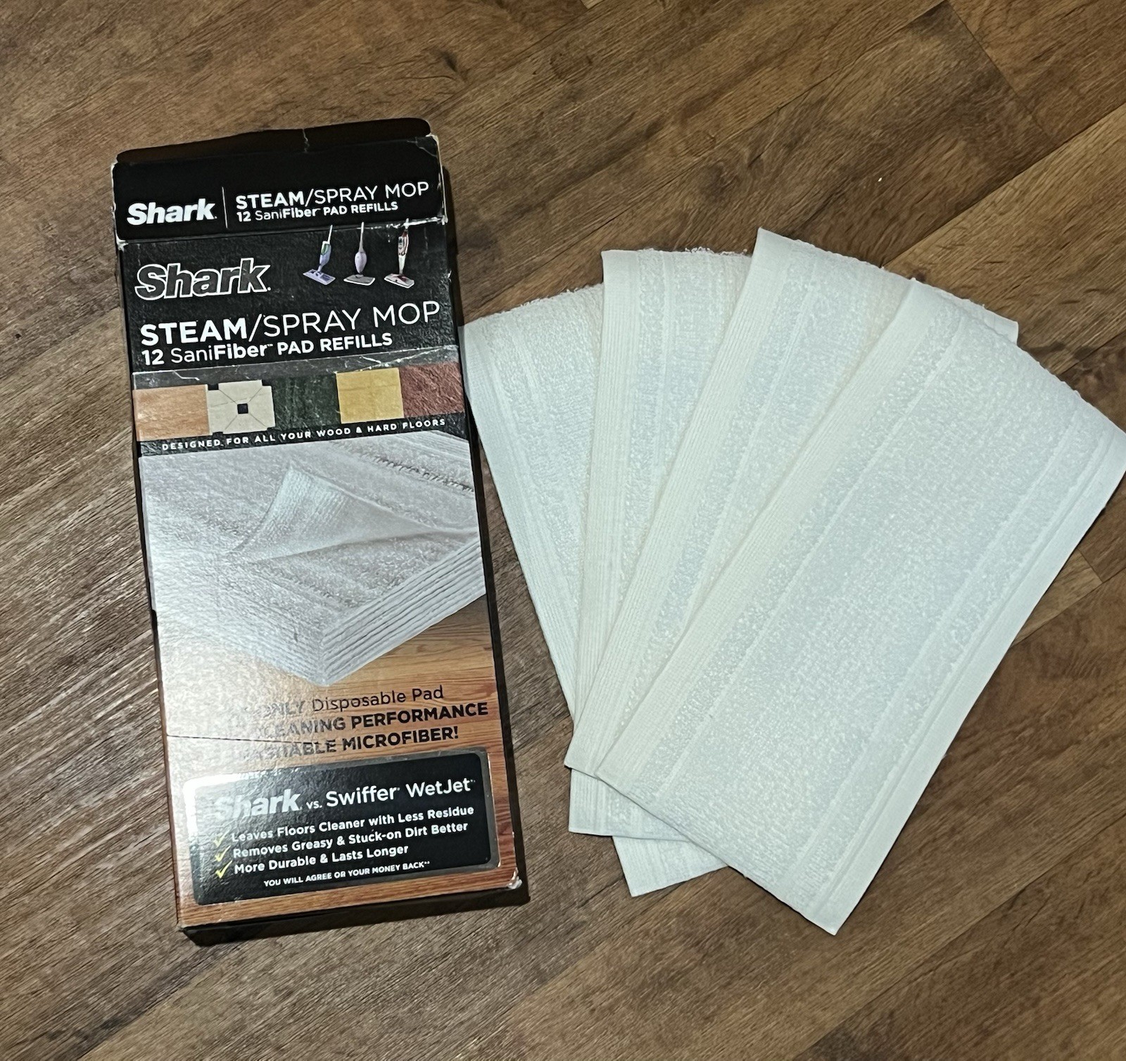 Shark Steam/Spray Mop SaniFiber Pad Refills 4 ONLY Open Box gallery