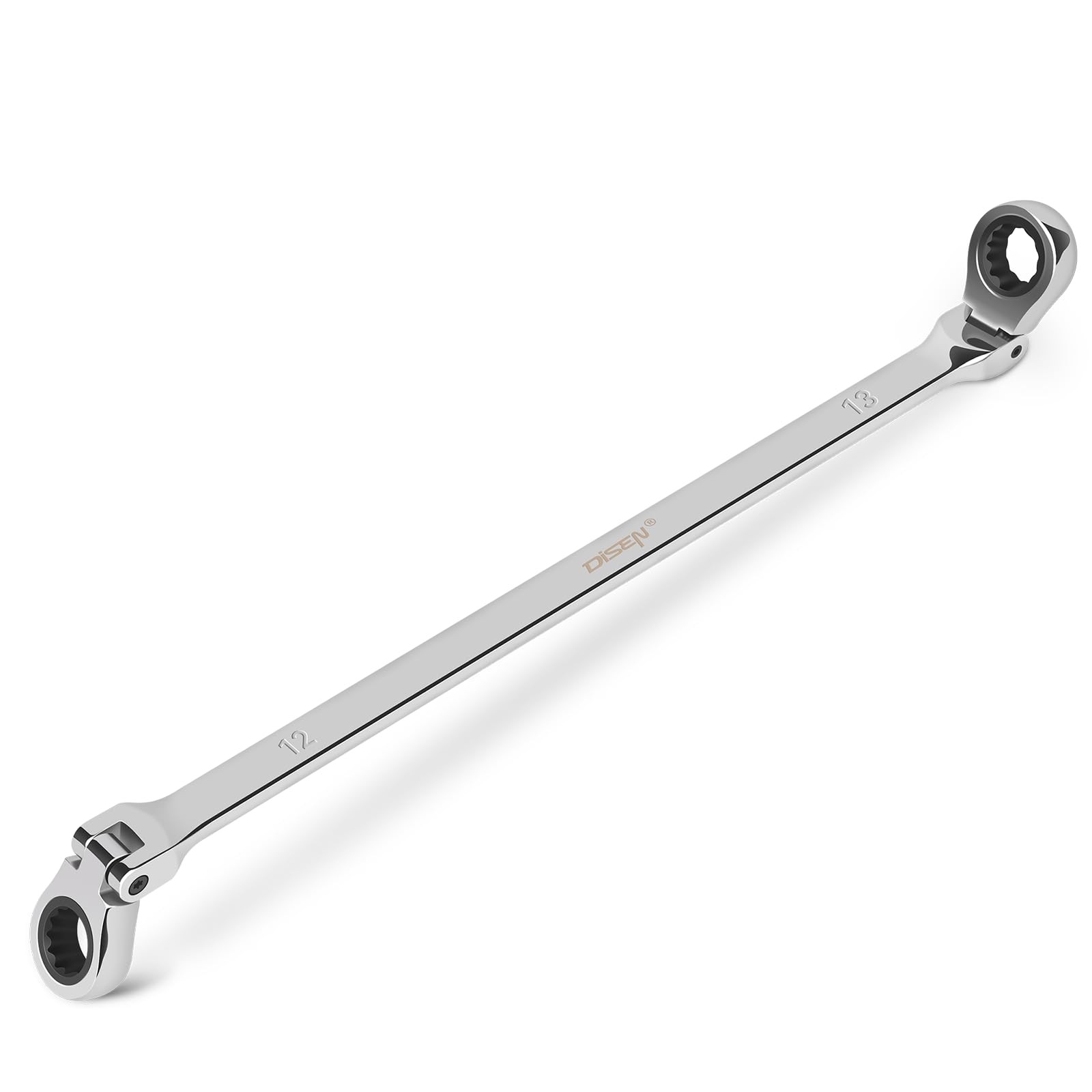 DISEN 12-13mm Extra Long Flex Head Ratcheting Wrench 12-13MM (Silver), Silver gallery