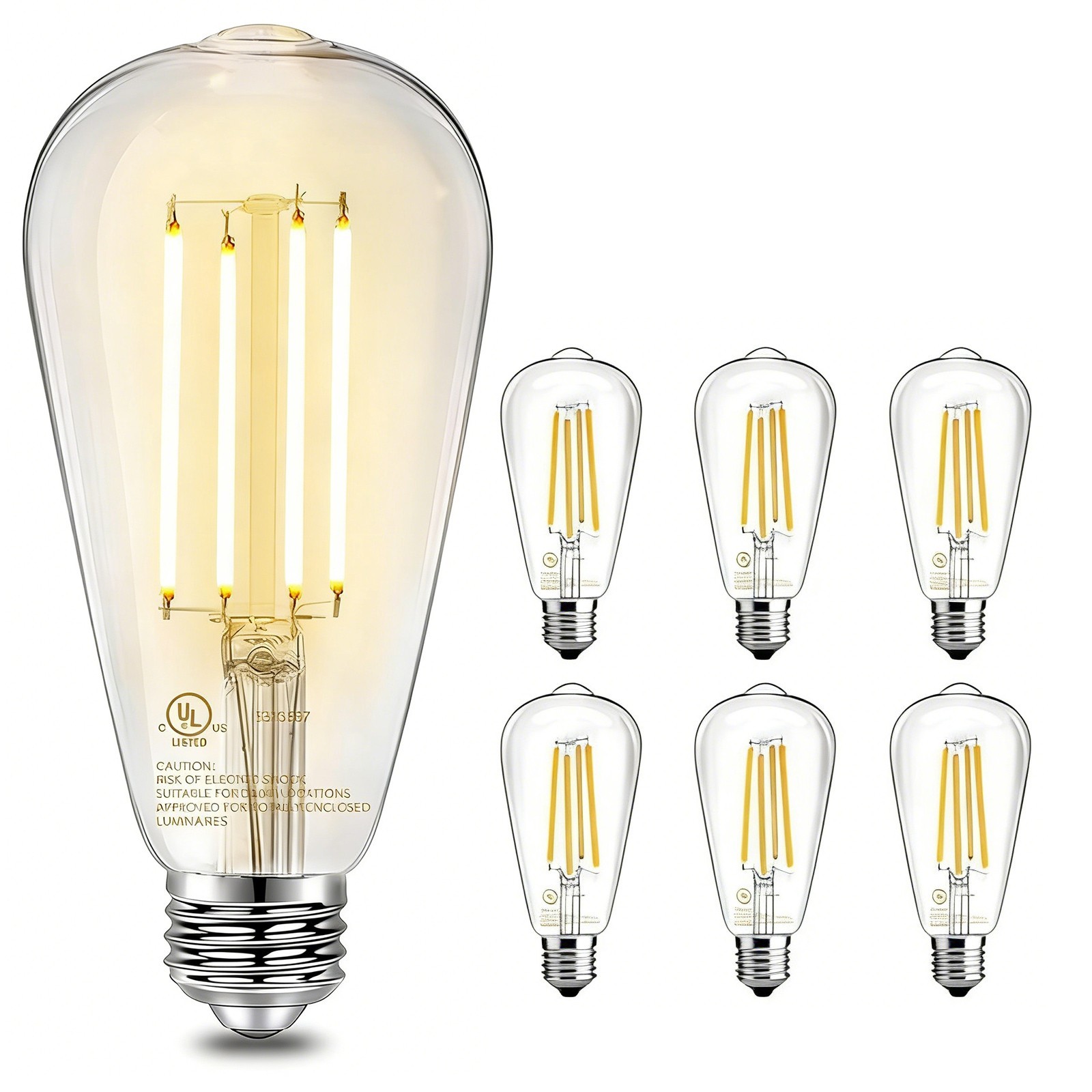 ST58 LED Edison Bulb Dimmable Vintage Filament Bulb E26 2700K Warm White gallery