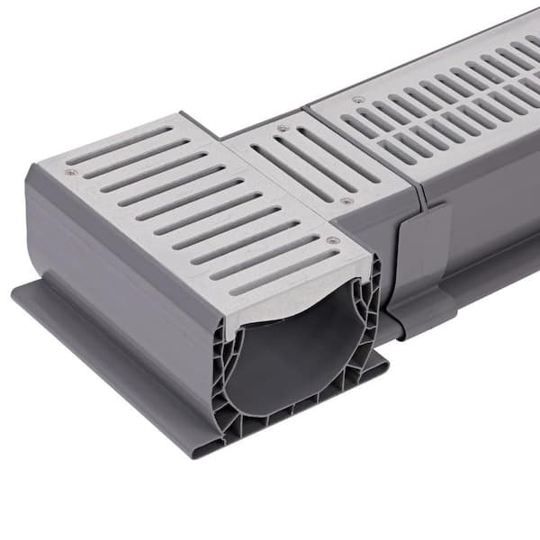NDS Spee-D Polyethylene Channel Drain Tee with Grate Gray PVC Drain Intersection gallery