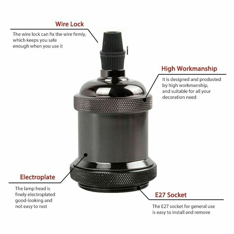 Pendant Light Kit Socket E27 Vintage Lampholder Cord Adjustable for Kitchens Bar gallery