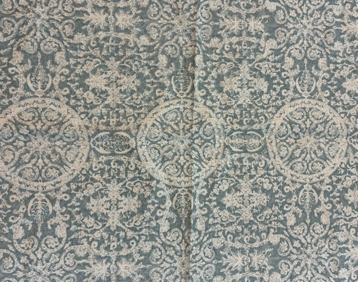 Pottery Barn Napkin Set (6) Cotton Linen Blue & Cream Damask 20”x 20” gallery