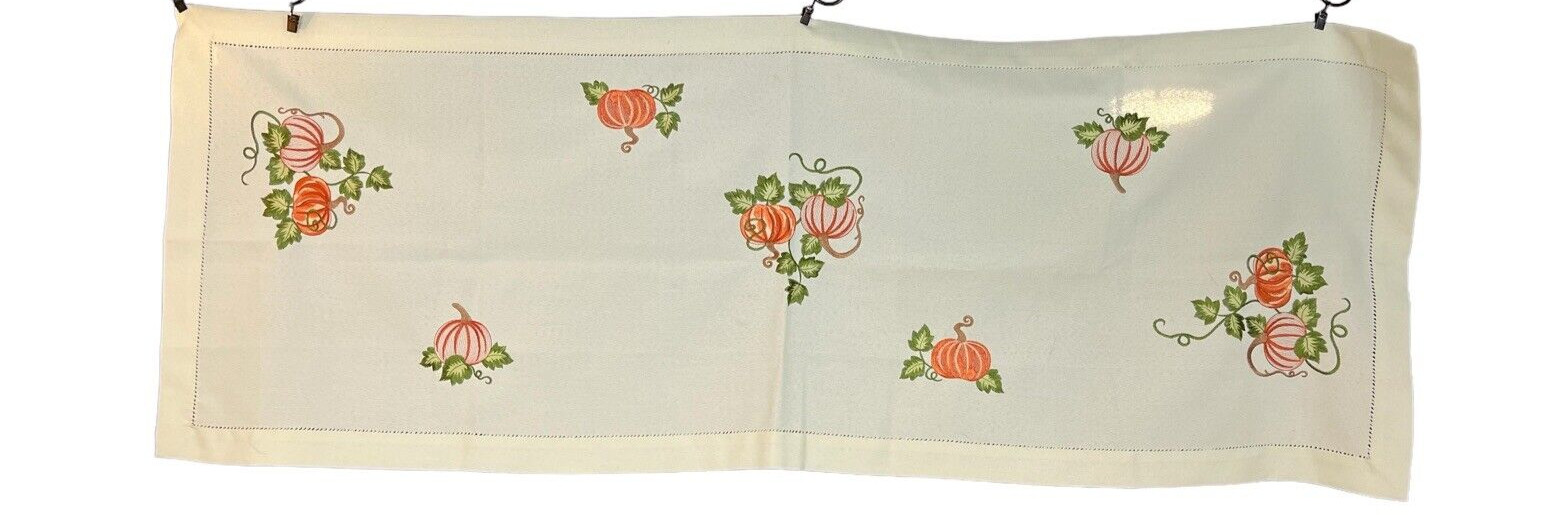 Pumpkin EmbroideryTable Runner Linen-Look Cream 54 x 20 gallery