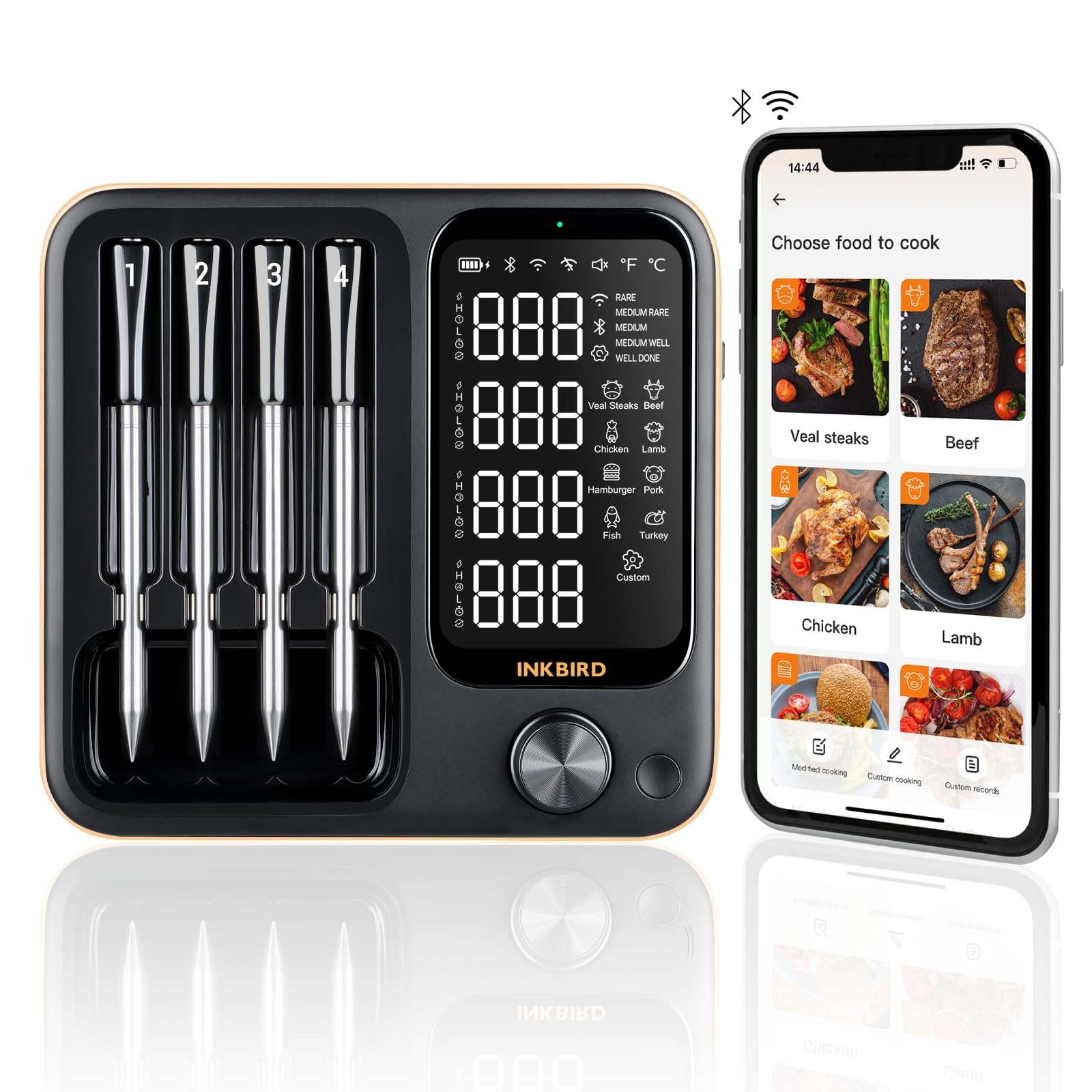 Wireless Meat Thermometer with 4 Probes, WiFi Meat Thermometer Digital Wirele... gallery
