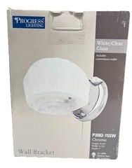 Progress Lighting White/Clear/chrome Glass Wall Fixture Pull Chain P3082-15SW