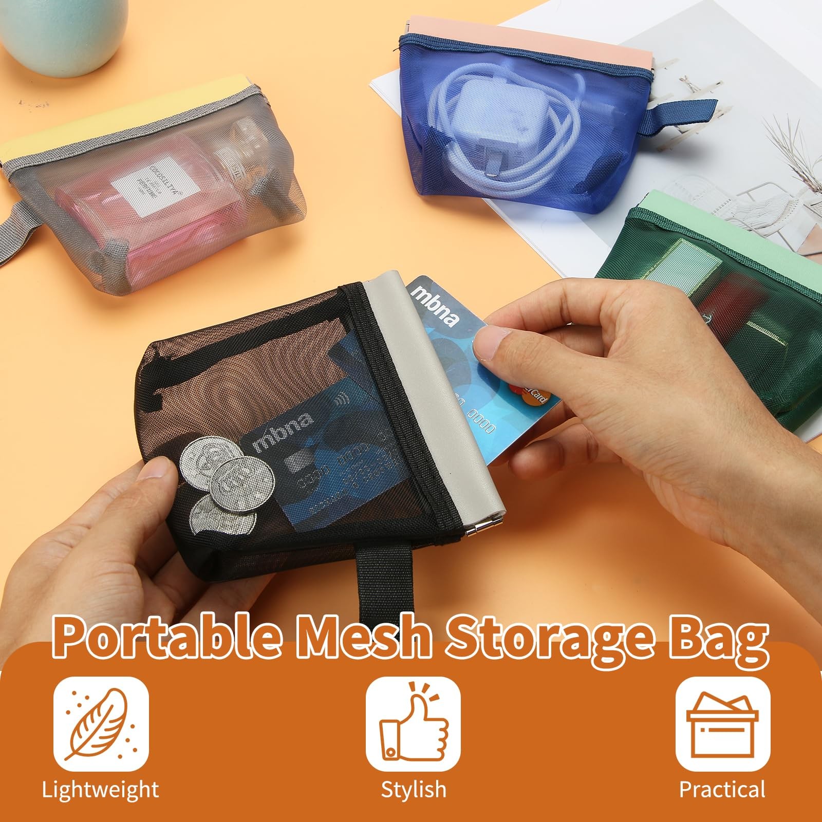 Radthary Small Auto-Close Mesh Bags, Mini Dark Blue&Dark Green&Gray&Black gallery