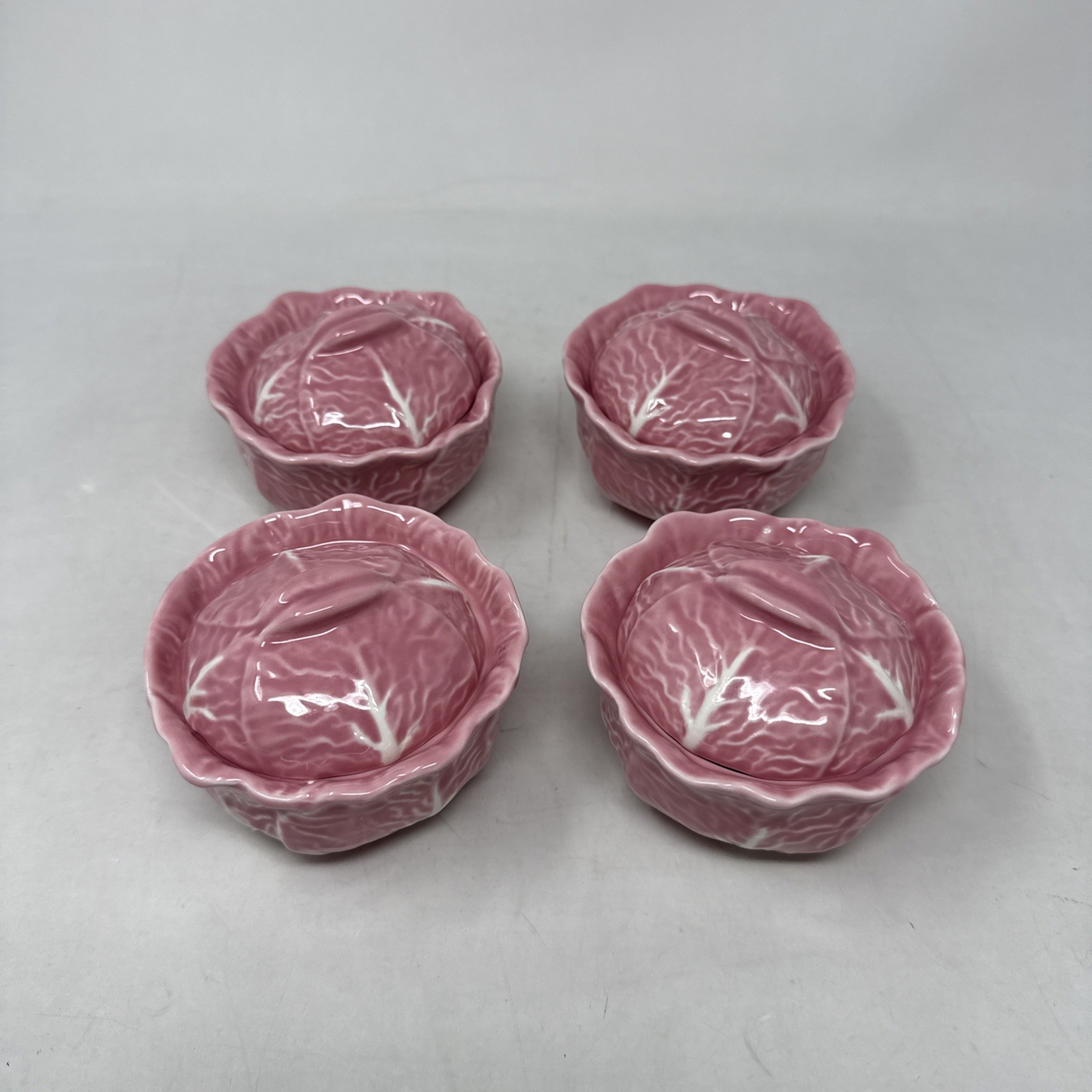 Creative Co-op Stoneware Pink Cabbage Mini Tureen, Set of 4 Lidded Small Bowls gallery