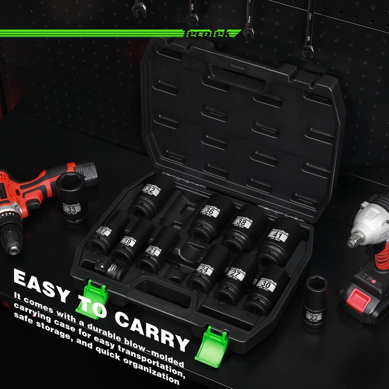 3/4" Drive Deep 6Point Impact Socket Set, 13Piece Jumbo Assortment, CrMo, Met... gallery