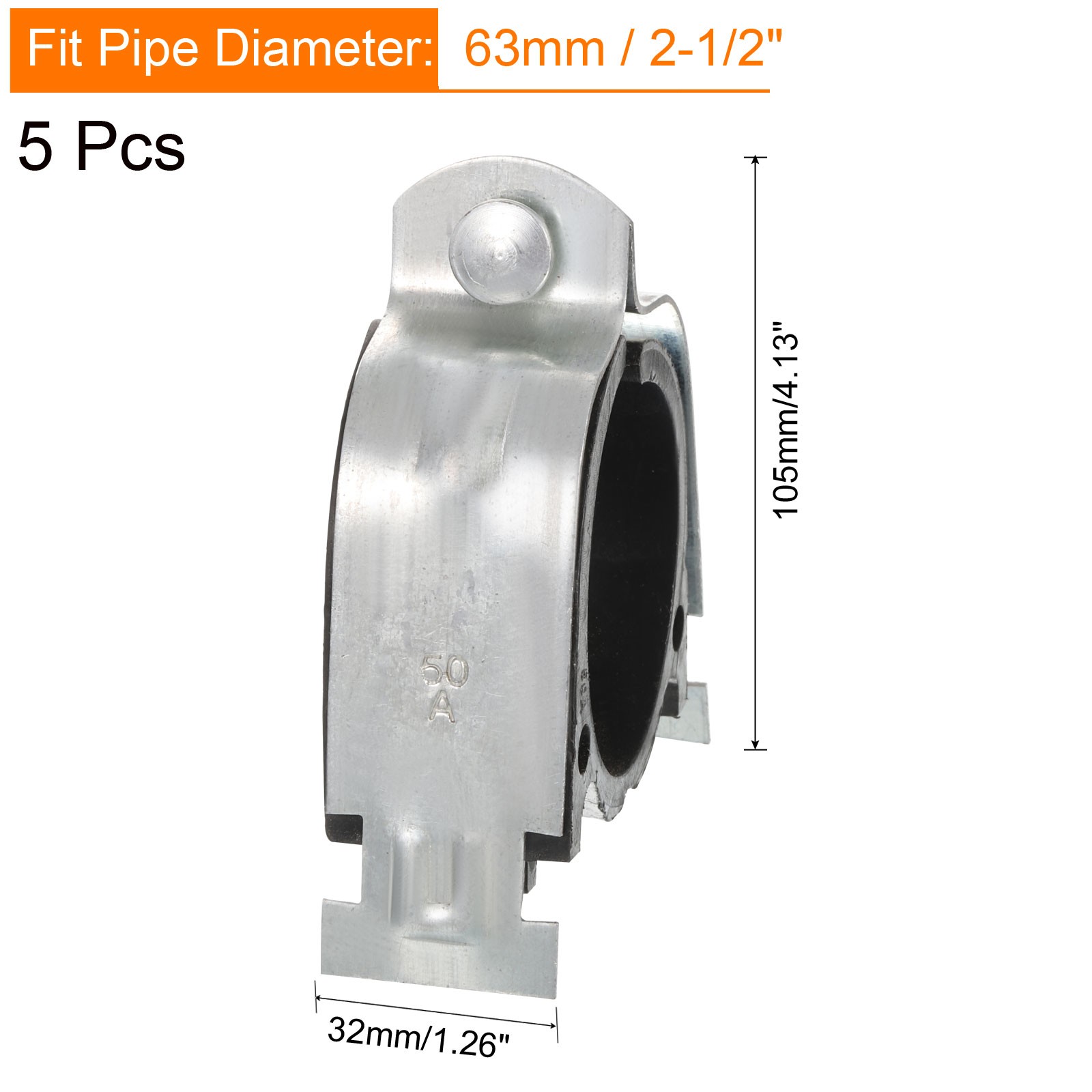 5Pcs 2-1/2" Rubber Cushion Strut Clamp Rigid Steel Pipe Clamp for Tube Pipe gallery