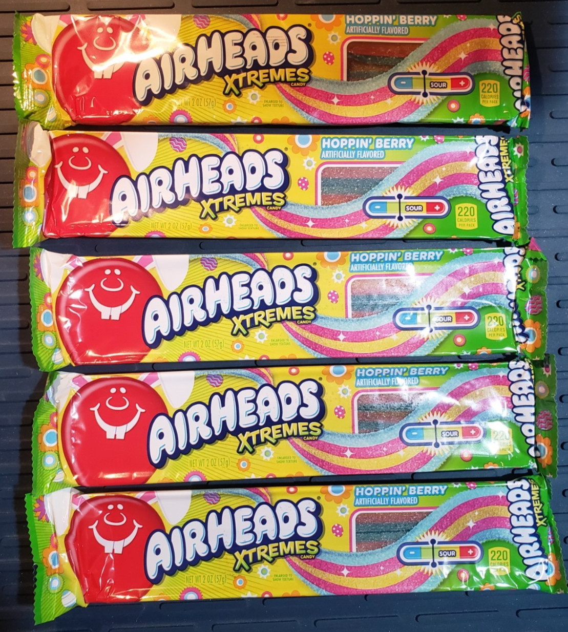 Qty 5 Packs AIRHEADS XTREMES Candy - Spring - Hoppin Berry - 2 oz x 5 - 8/2026 gallery