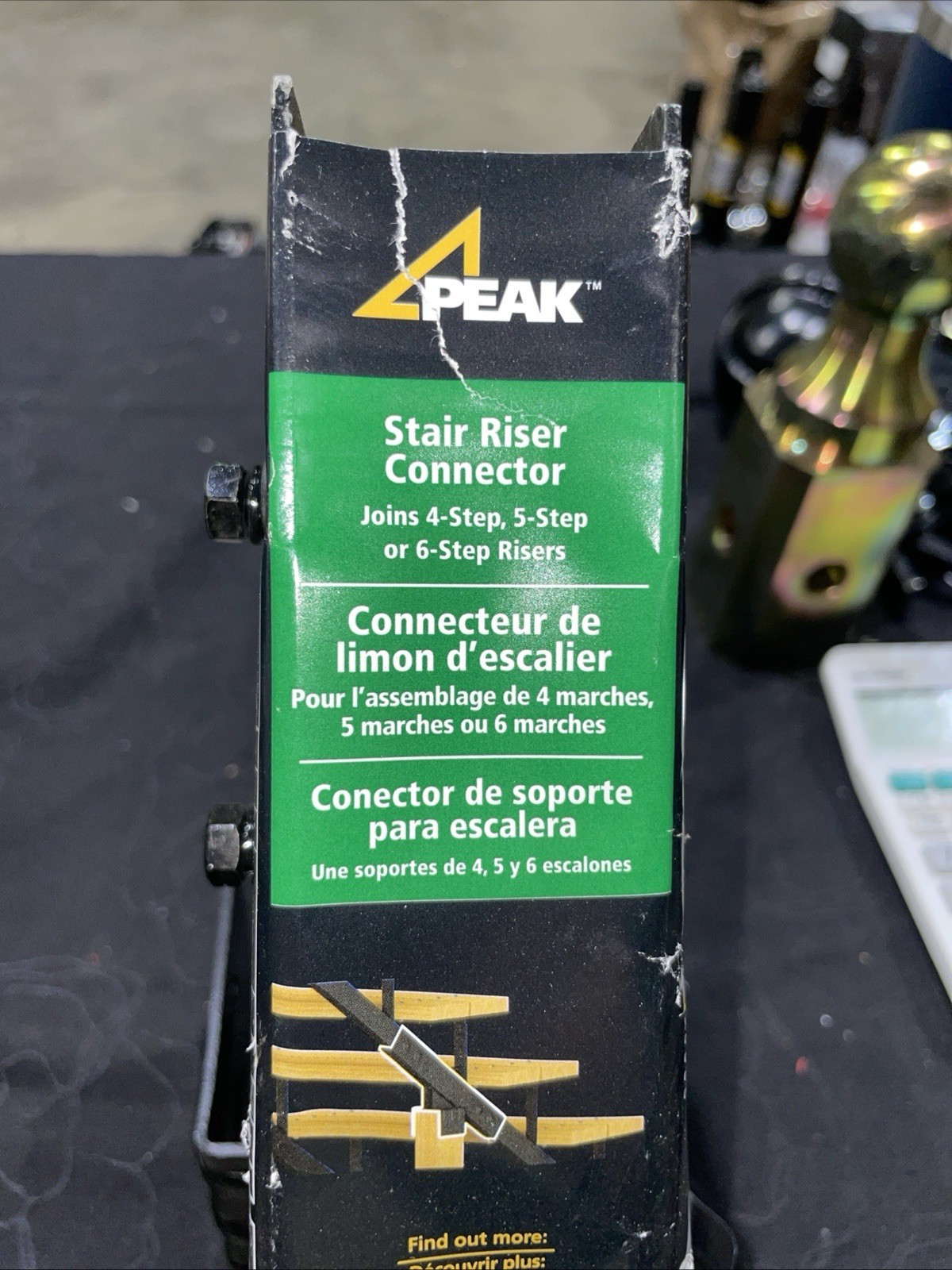 Peak Powder Coated Steel Stair Riser (Stringer) Connector Matte Black for 4-Step gallery