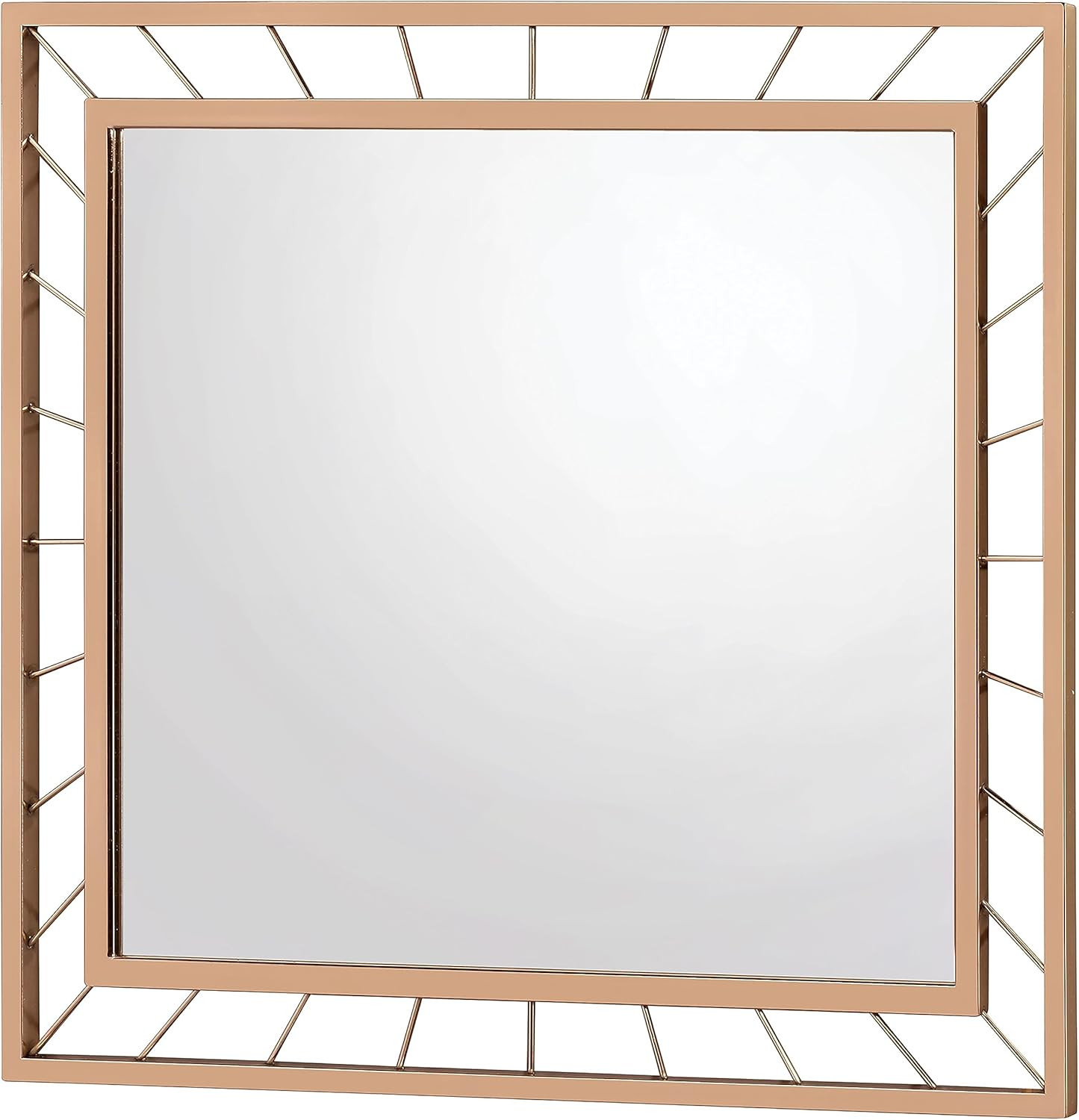 Glam Gold Rectangle Wall Mirror with Decorative Lines for Any Room gallery