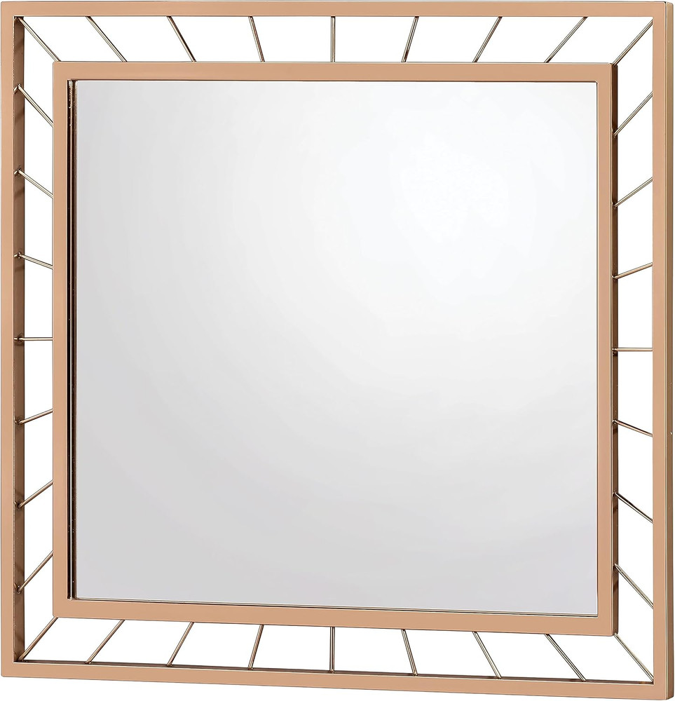 Glam Gold Rectangle Wall Mirror with Decorative Lines for Any Room