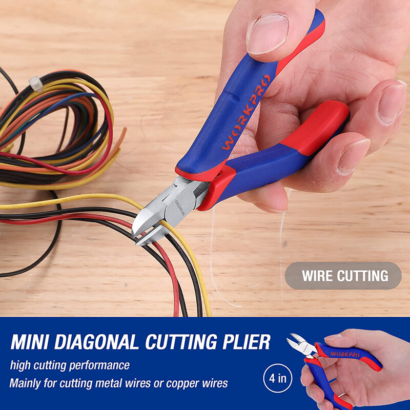 WORKPRO Mini Pliers Set 3-Piece Small Pliers Tool Kit Includes 4” Diagonal Plier gallery