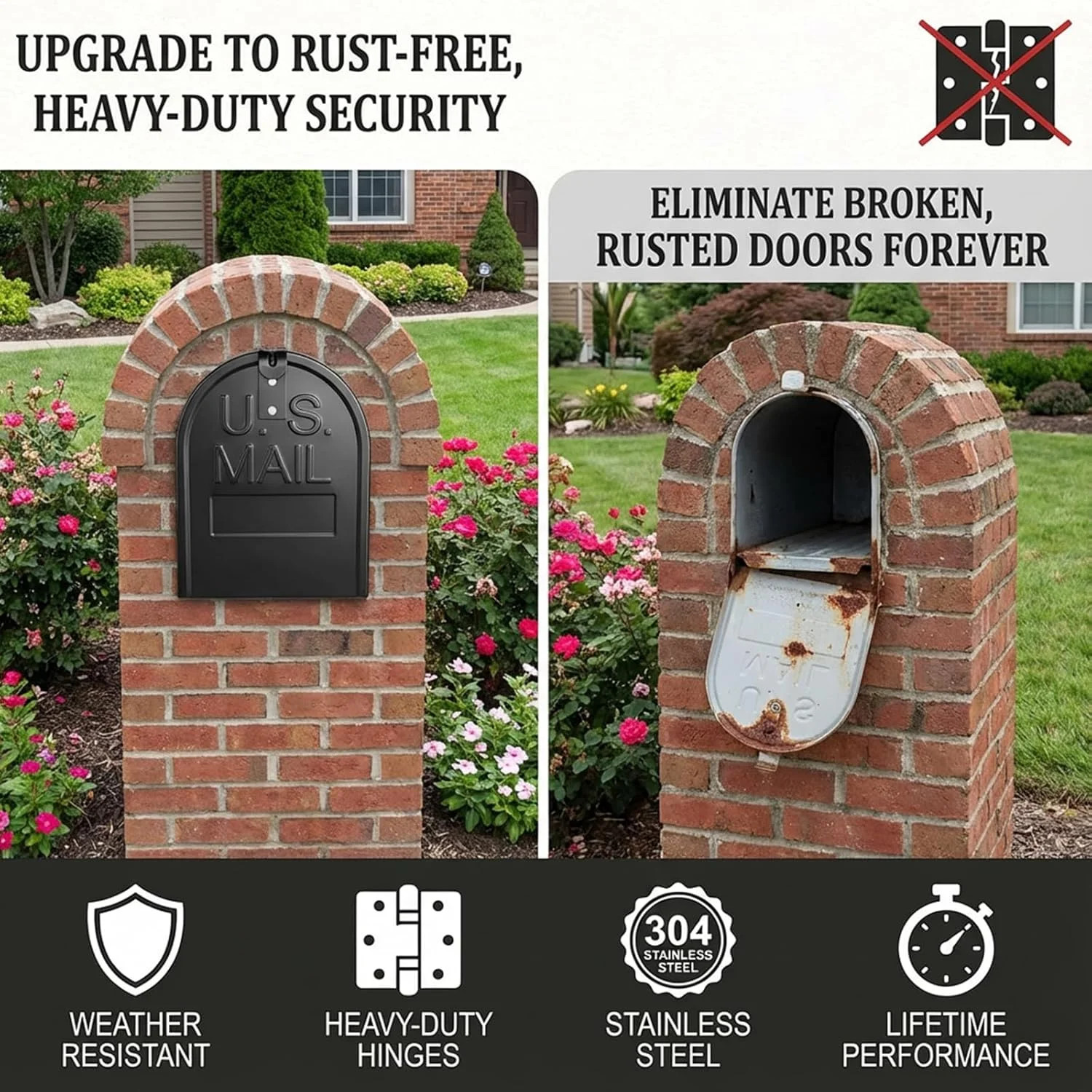 Mailbox Door Replacement Panel-6 1/4"(W) x 8 1/4"(H), Black Metal Snap-in Front gallery