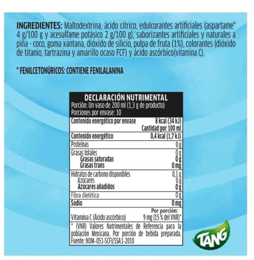 12-Pack Tang Piña Colada Flavored Powdered drink mix 13g/.45oz gallery
