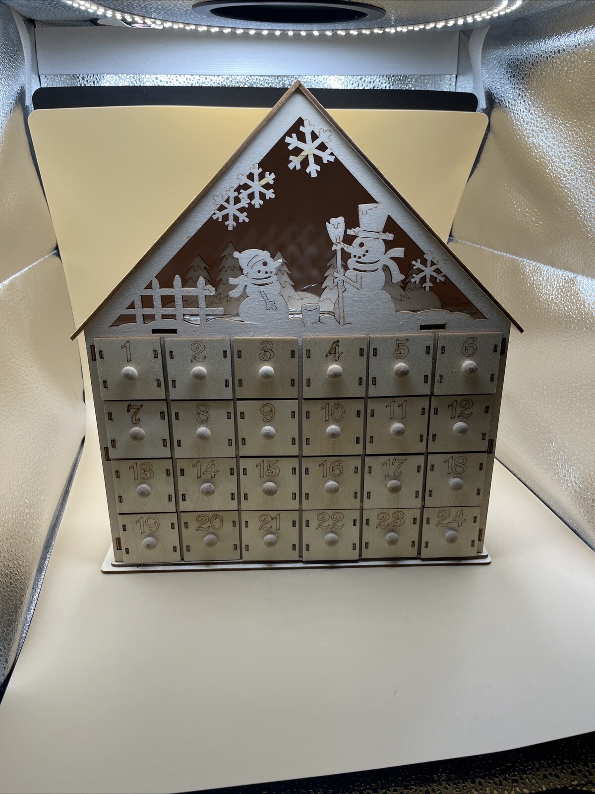 Light Up Wood Christmas Advent Calendar-Ready To Paint-Snowman Scene ￼-2017 gallery