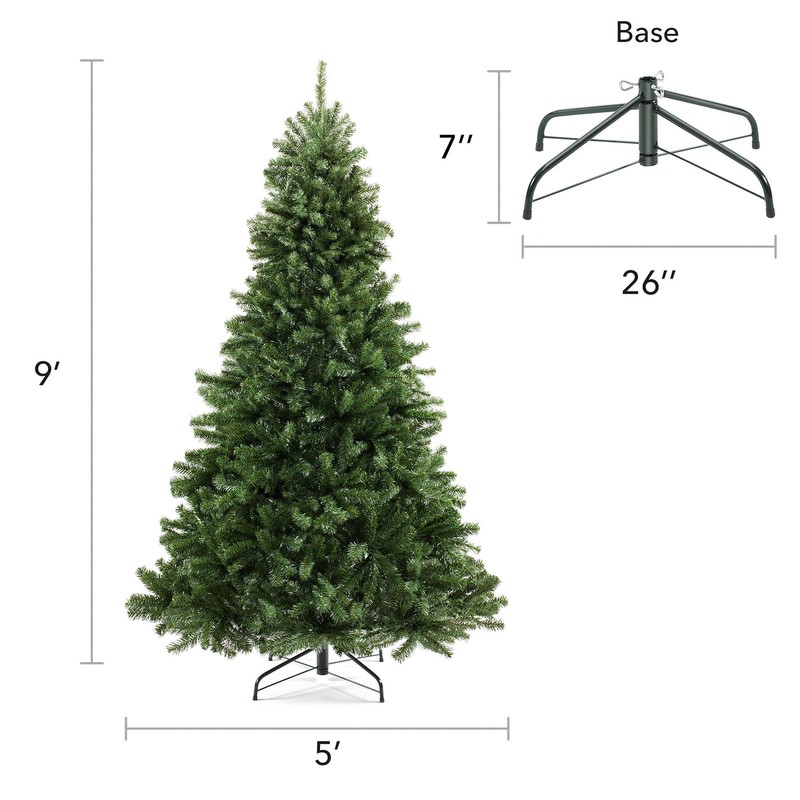 OPEN BOX - 9 ft Spruce Hinged Artificial Christmas Tree with Foldable Stand gallery
