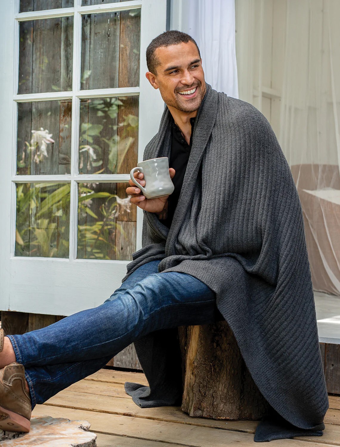 Barefoot Dreams CozyChic Lite Ribbed Throw 54"X72" Style : B463 | Color : Carbon gallery