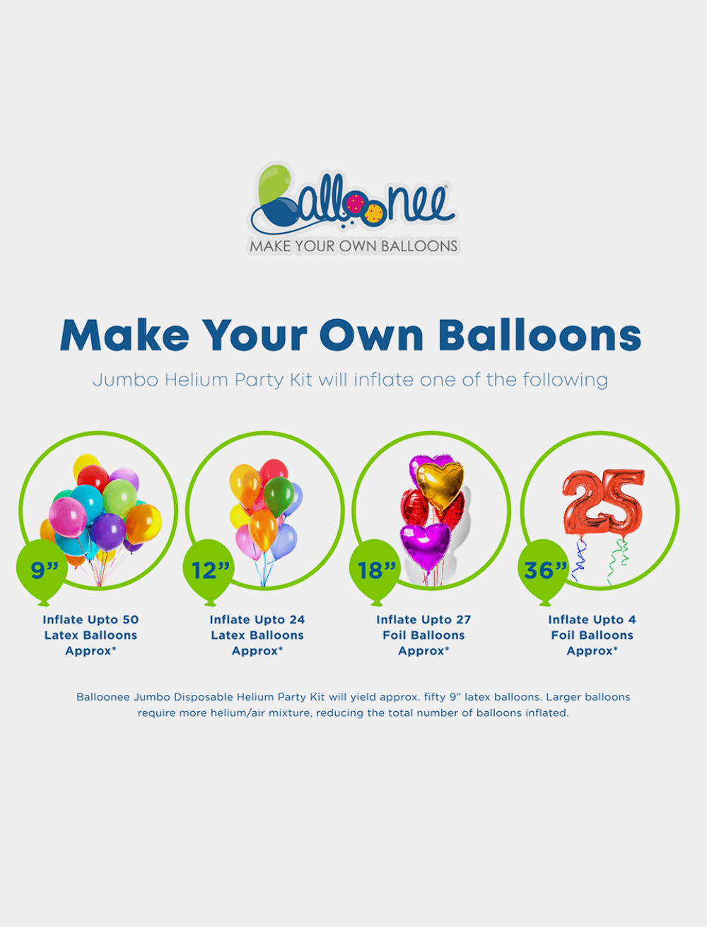 Balloonee Jumbo Helium Party Kit Cylinder, Pack of 2, 14.9 Cu Ft Helium Tank gallery