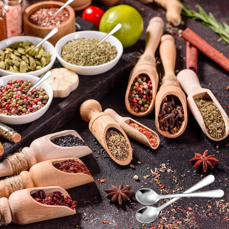 8pc Mini Tiny Spoons for Spices Jars 2.95" Stainless Steel Small Condiment Scoop gallery