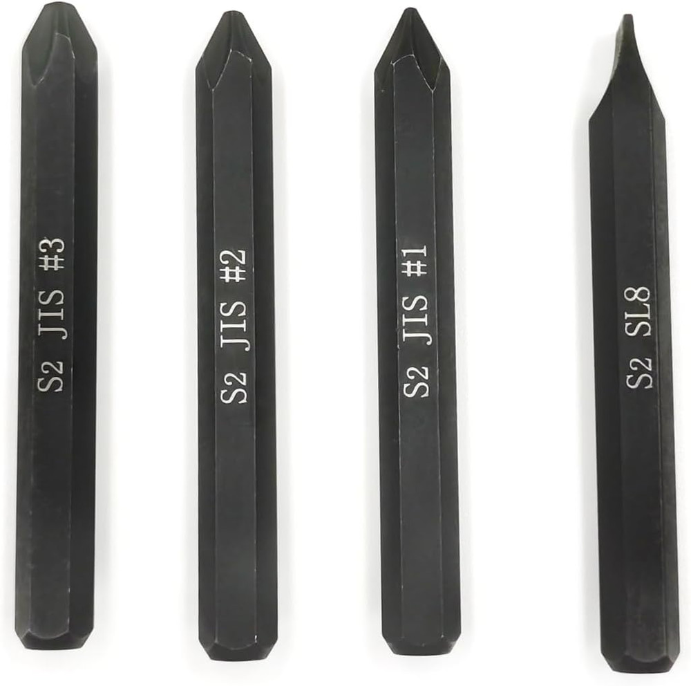 JIS B4633 Impact Screwdriver Bits Set 5/16" Hex S2 Steel 75mm Japanese Vehicles