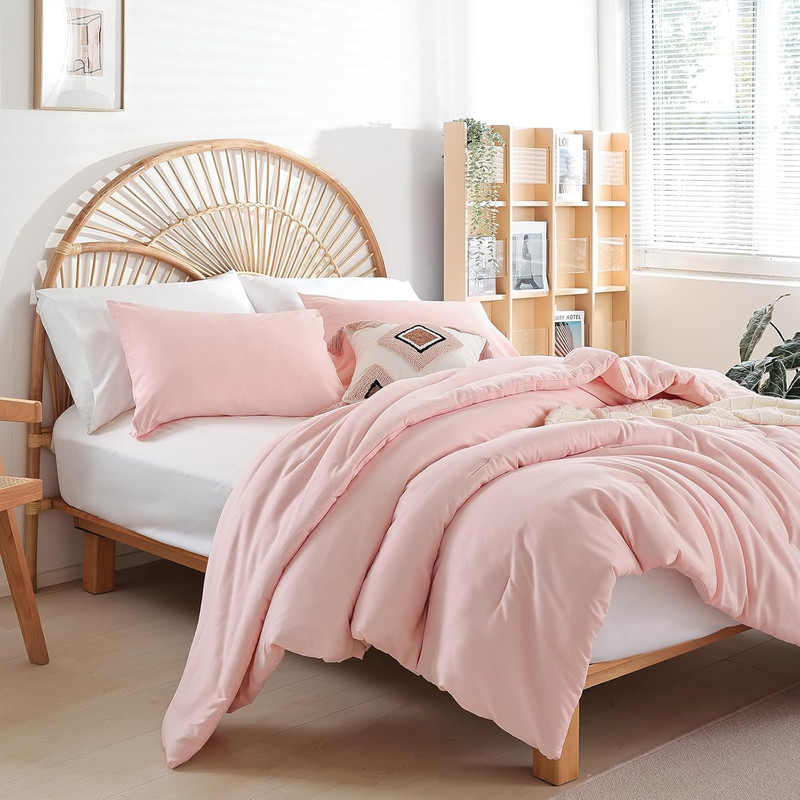 Queen Microfiber Comforter Set Blush Pink All Season Lightweight 3 Piece gallery