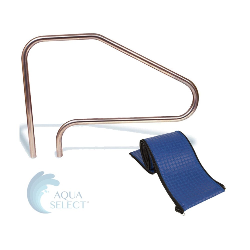 Aqua Select Swimming Pool Stainless Steel Ladder Step Handrail w/ 4' Rail Runner gallery