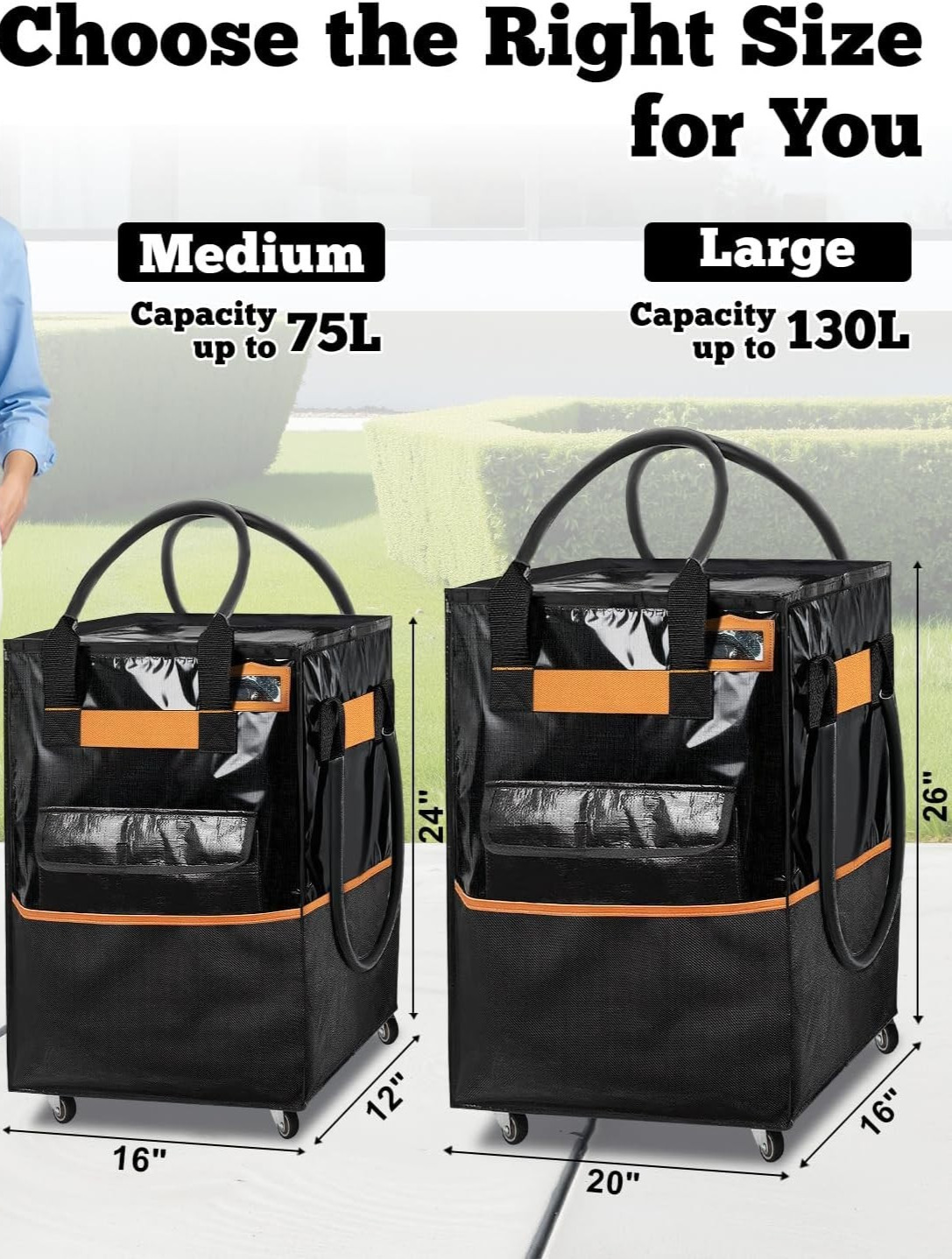 Reusable Grocery Bag on Wheels 75L Large Capacity Zippered Roller Tote 66 lbs gallery