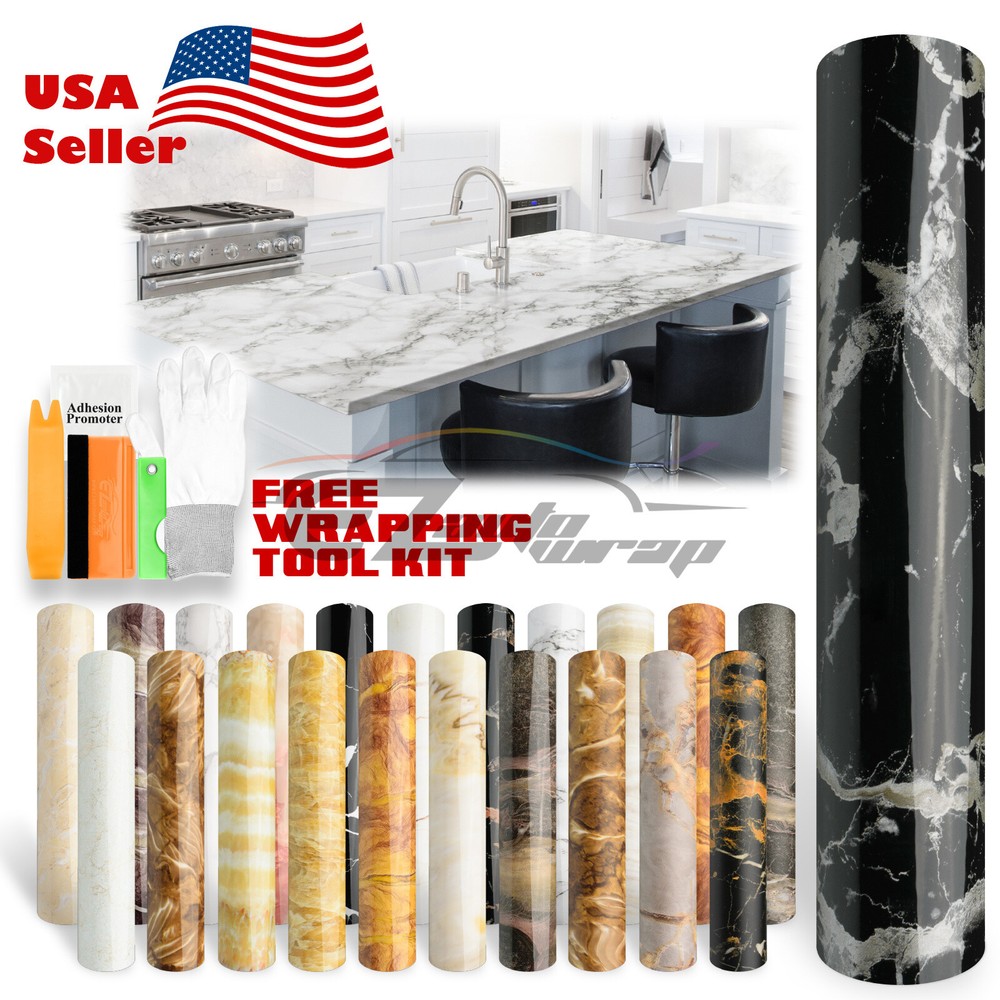 Gloss / Matte Marble Granite Effect Vinyl Wrap Self Adhesive Counter Top Home