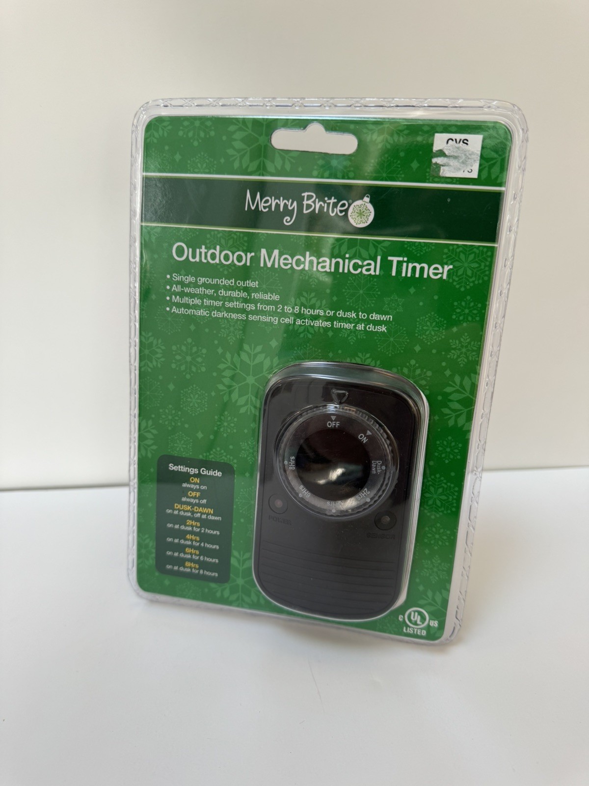 Merry Brite Mechanical Timer All Weather outdoor 2-8 Hours setting options New gallery