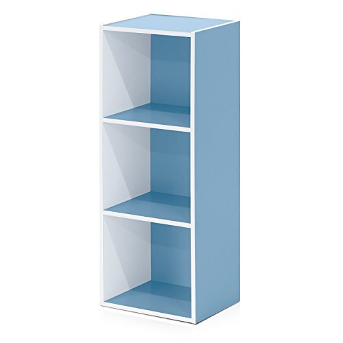 Furinno 3-Tier Open Shelf Bookcase, White/Light Blue Assorted Colors , Sizes gallery