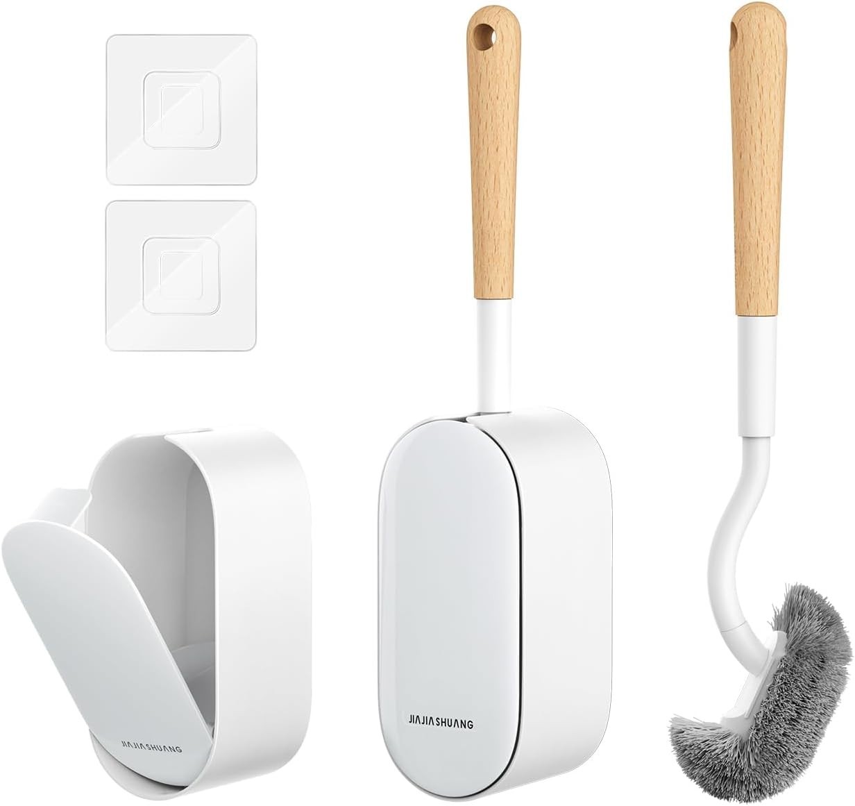 2 PACK - OSCIOSS Bamboo Toilet Brush Set Wooden Holder Bathroom Cleaning Brush gallery