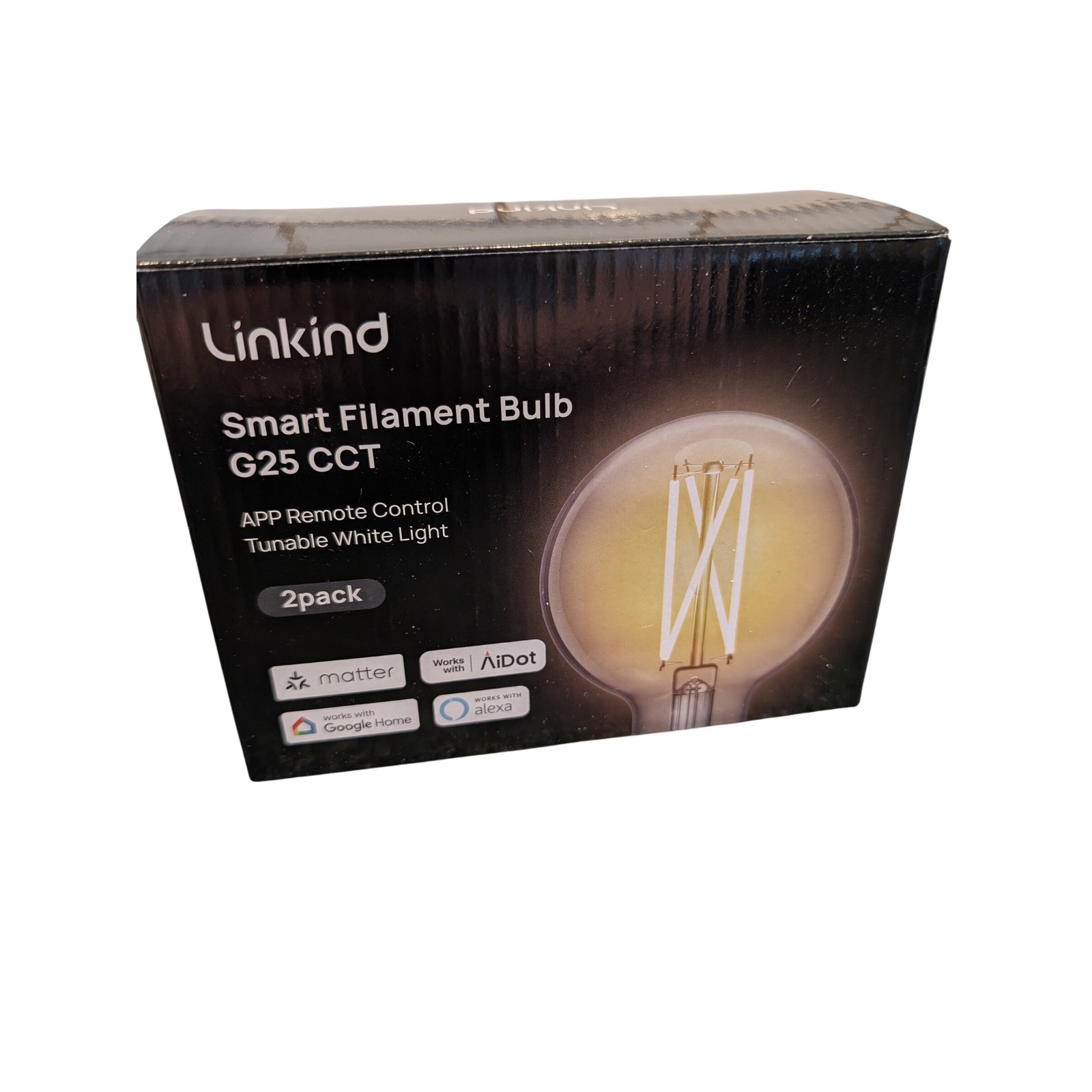 Linkind Smart Filament Bulb G25 CCT 2pk Tunable White LED Matter Alexa Google gallery