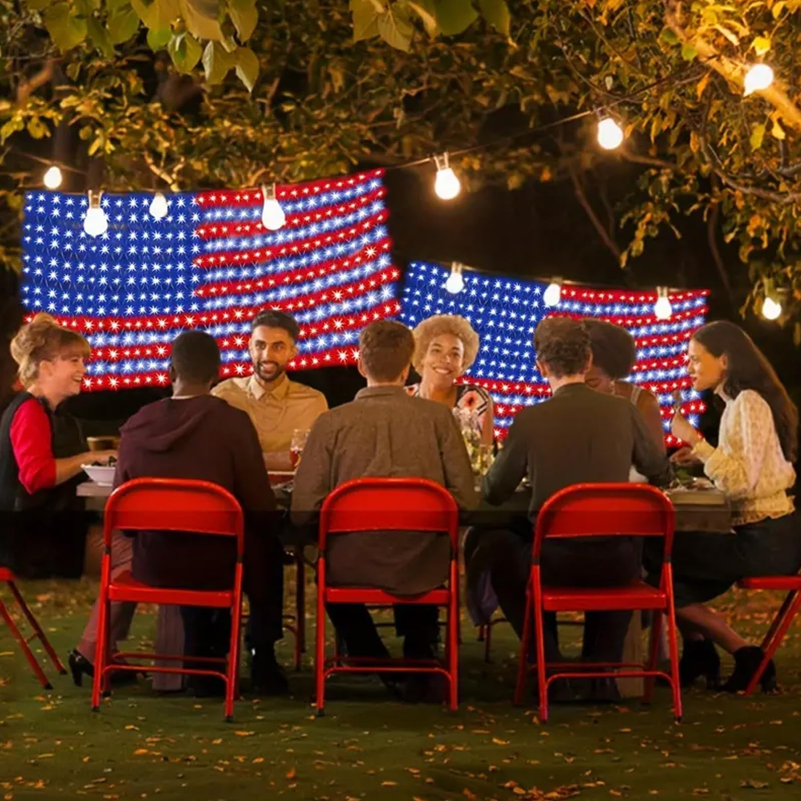 420 LED Lights US American Flag Waterproof 4th Of July Decoration Indoor Outdoor gallery