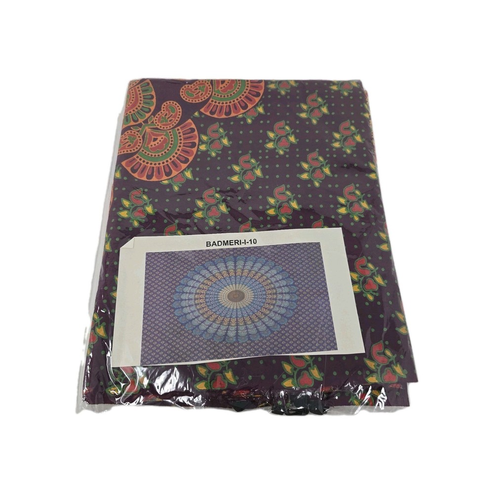 Indian Mandala Wall Hanging Tapestry Cotton Purple Blue Badmeri