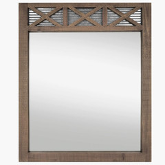 Rustic Farmhouse Bathroom Mirror – Large 28″ x 34″ Wall Decor in Brown