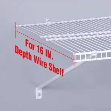 Everbilt 16" Shelf Support Brackets Steel White Closet Shelving 12 Pack 90183 gallery