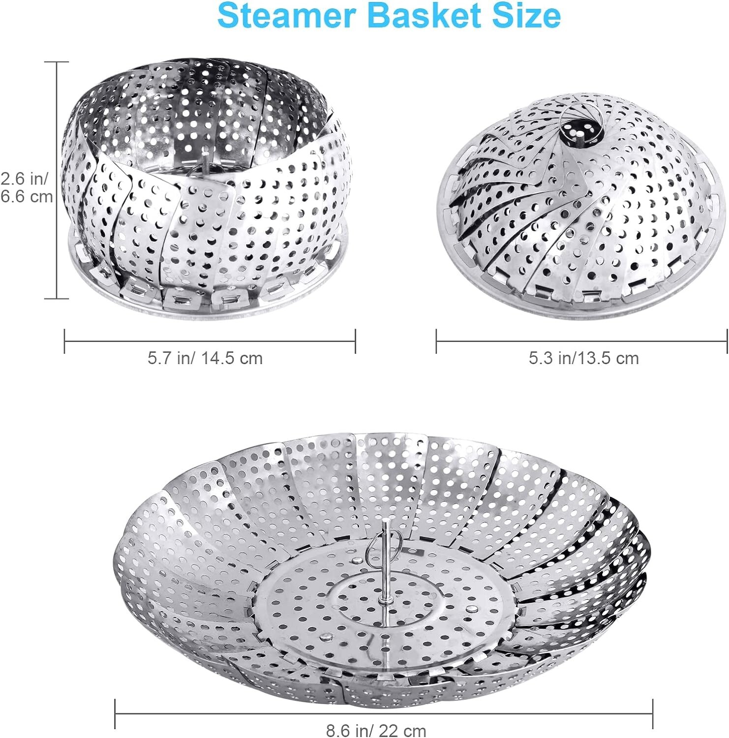Veggie Vegetable Steamer Basket, Folding Steaming Basket, Metal Stainless Steel gallery