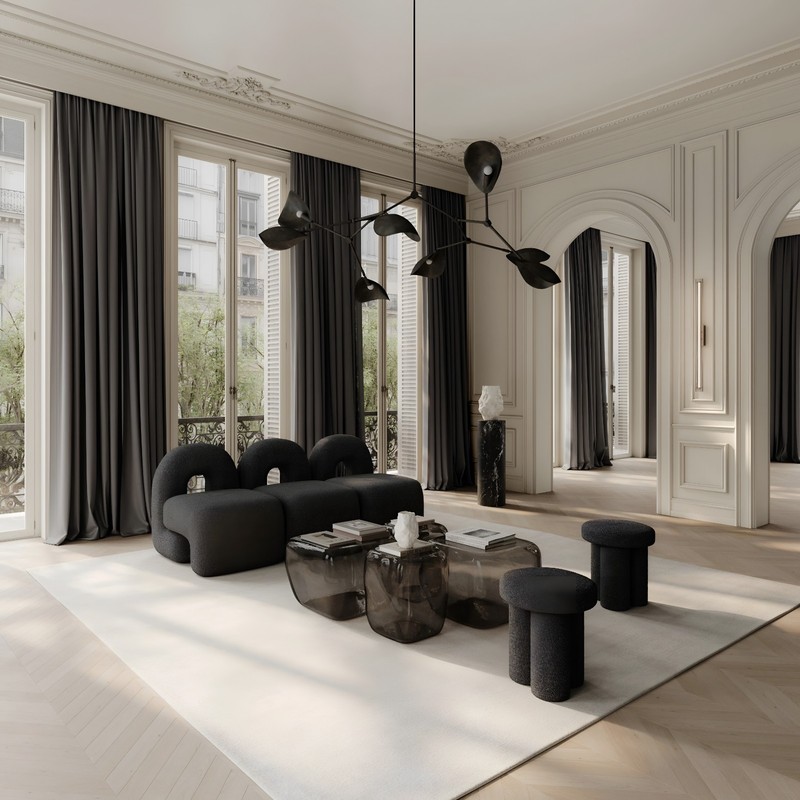 Modern Sculptural Stingray Chandelier - Burned Black Finish gallery